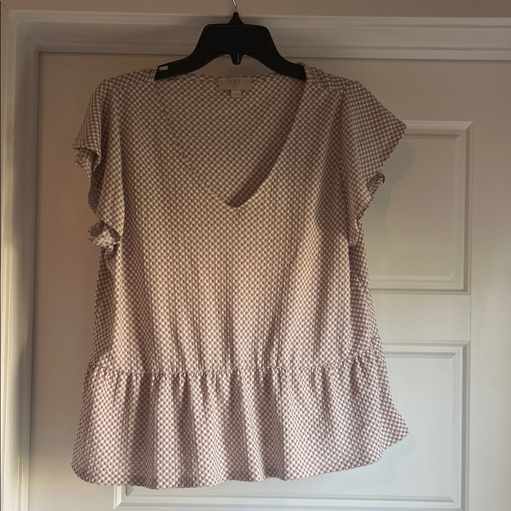 Loft Checkered Peplum Top